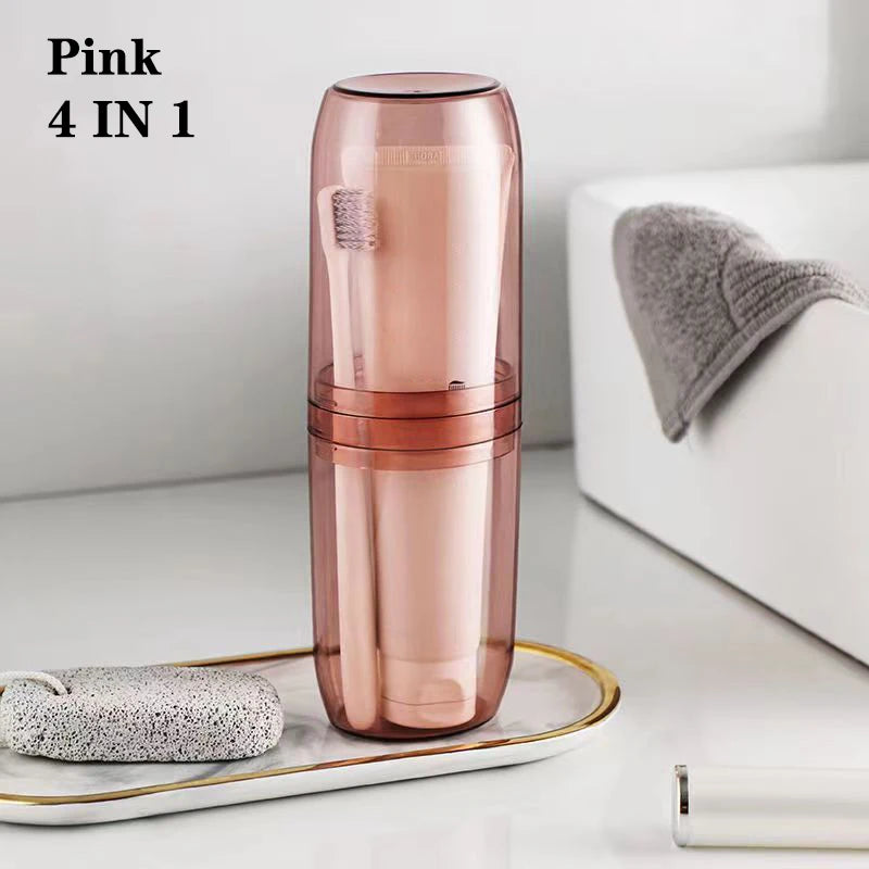 2/4 Cup Toothbrush Storage Box Portable Mouthwash Cup Toothpaste Storage Box Toiletry Travel Supplies Portable Toothbrush Cup