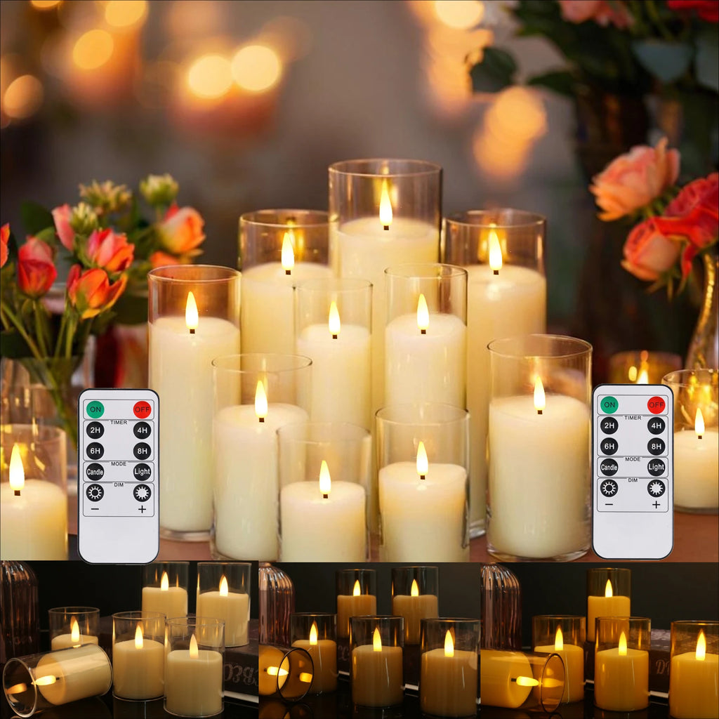 6pc Led Flameless Electric Candles Lamp Acrylic Glass Battery Flickering Fake Tealight Candle Bulk for Wedding Christmas Table