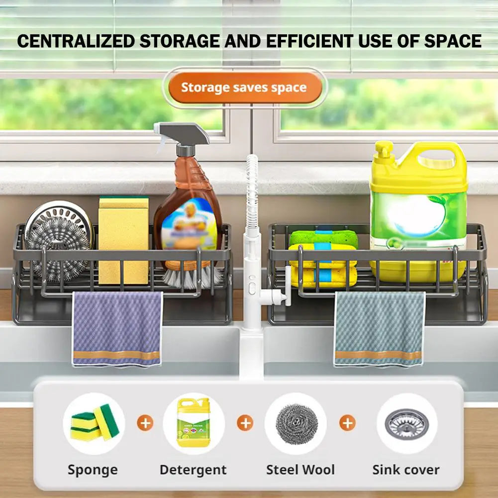 Compact Tap-Mounted Spice Shelf – Sink Organizer with Drainage Rack – Space-Saving Kitchen Storage for Utensils/Accessories