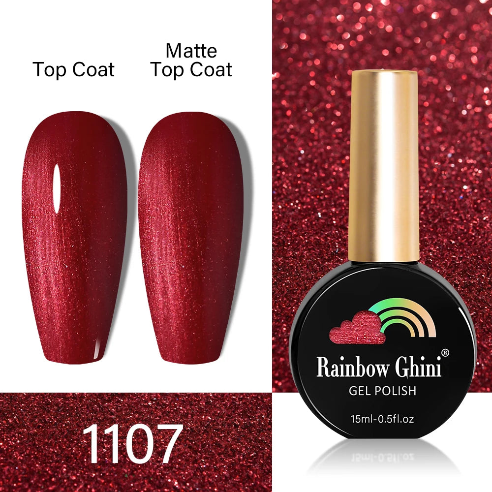 RG HEMA TPO FREE Neon Glitter Gel Nail Polish 15ml Nail Art Manicure Semi Permanent Gel Hybrid Varnishes Top Base Coat UV Nail