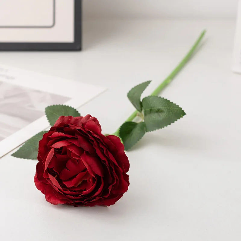 48cm Artificial Flowers Branches Rose Real Touch Peony Decor For Home Vase Wedding   Christmas Valentine's Gift Fake Flower