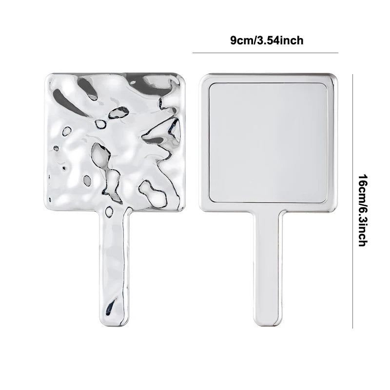 Square Handheld Makeup Mirror Liquid Shape Vanity Mirror With Handle Hand Mirror Spa Salon Compact Mirrors For Eyelash Extension