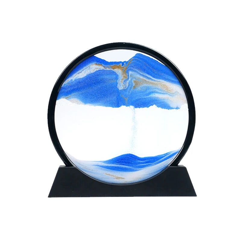 Office Home Decor 3D Extract Hourglass Quicksand Moving Sand Art Picture Round Glass Deep Sea Sandscape Craft Flowing Painting