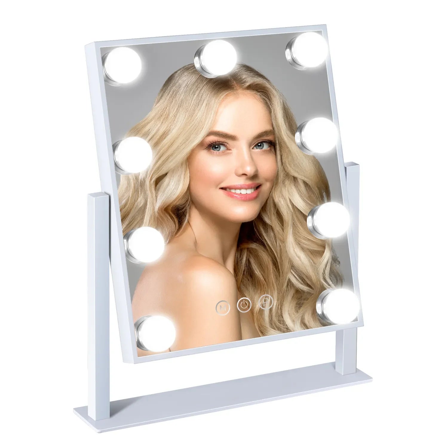 Hollywood Vanity Makeup Mirror with 9 LED Bulbs 3 Color Lighting 360° Rotation Cosmetic Mirror for Dressing Rooms and Bedrooms