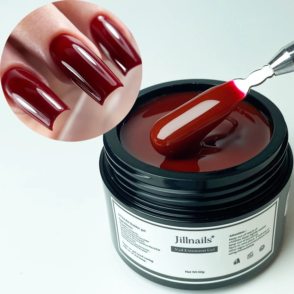 Jillnails Dusty Pink Nude Gel Nail Builder 50G Burgundy Shimmer Builder UV Gel for Nails Extension