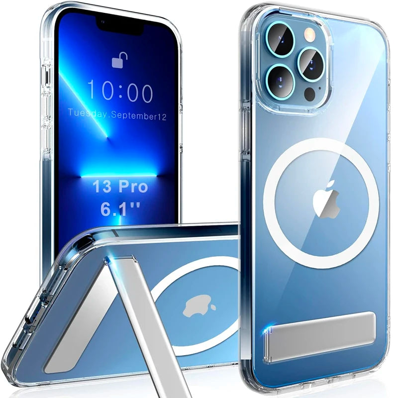 Magnetic Stand Phone Case for iPhone 16 15 14 Pro Max Plus 12 13 Mini 11 Mobile Cases with Kickstand Shockproof Slim Back Cover