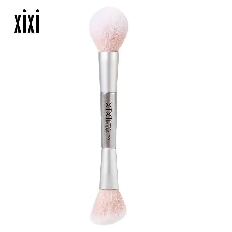 Dual Ended Face Brush - Powder/Blush/Highlighter/Contour Brush, Mini Makeup Brush Set, Portable Travel Cosmetic Tool