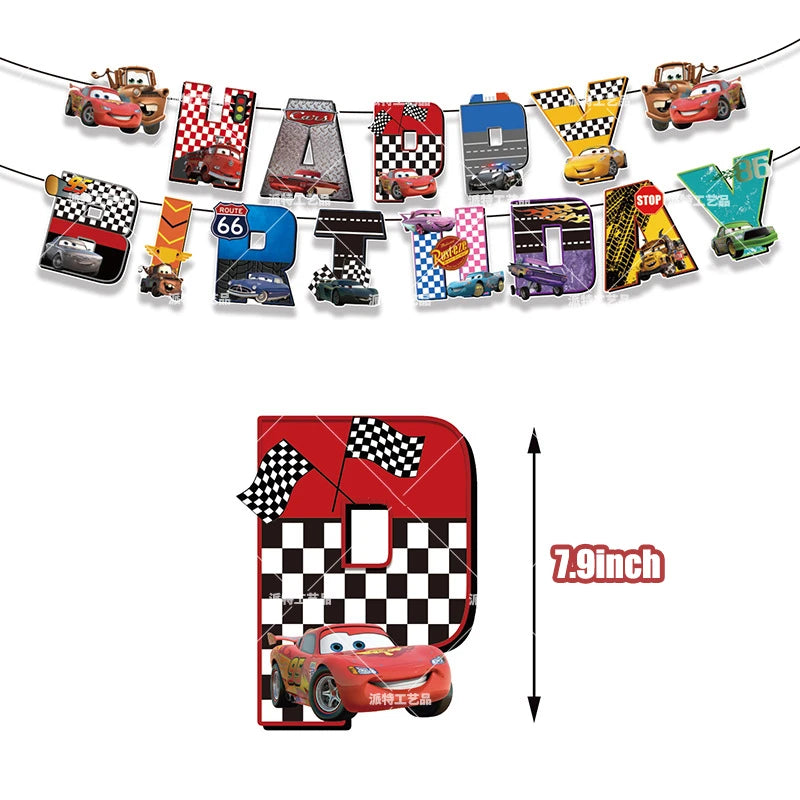 Disney Cars Birthday Decoration Cartoon Lightning Mcqueen Party Paper Plates Napkins Cups Balloon Event Supplies Baby Shower Kid