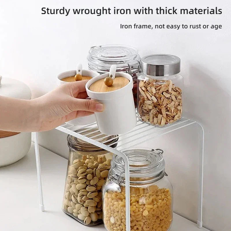 Kitchen Cabinet Storage Shelf Rack, Rustproof Metal Wire Shelf Spice Rack Cupboard Organizer Pantry Countertop Organization