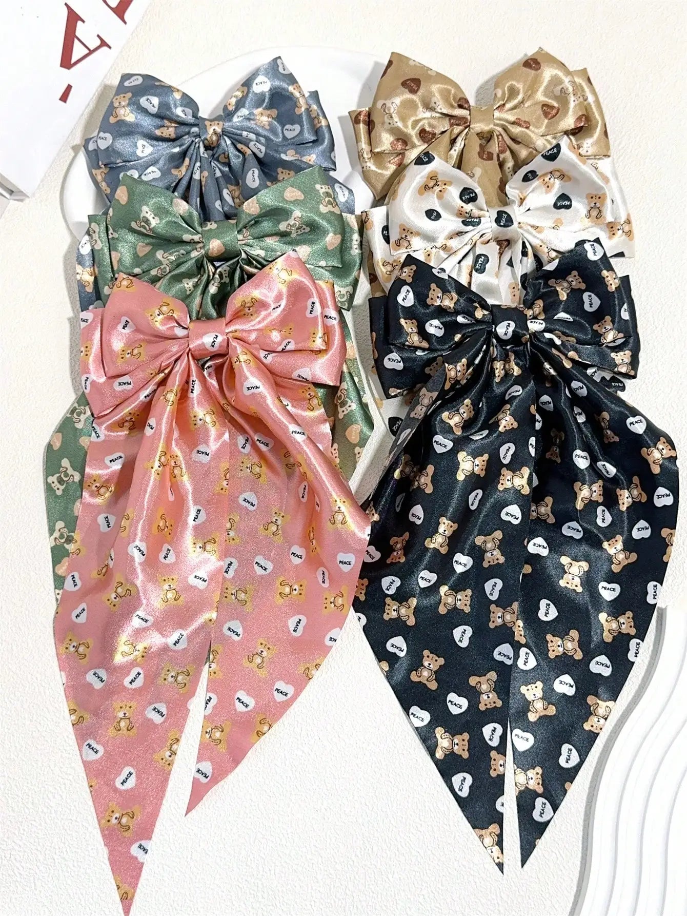 6 spring clip streamers bow hair clips for women