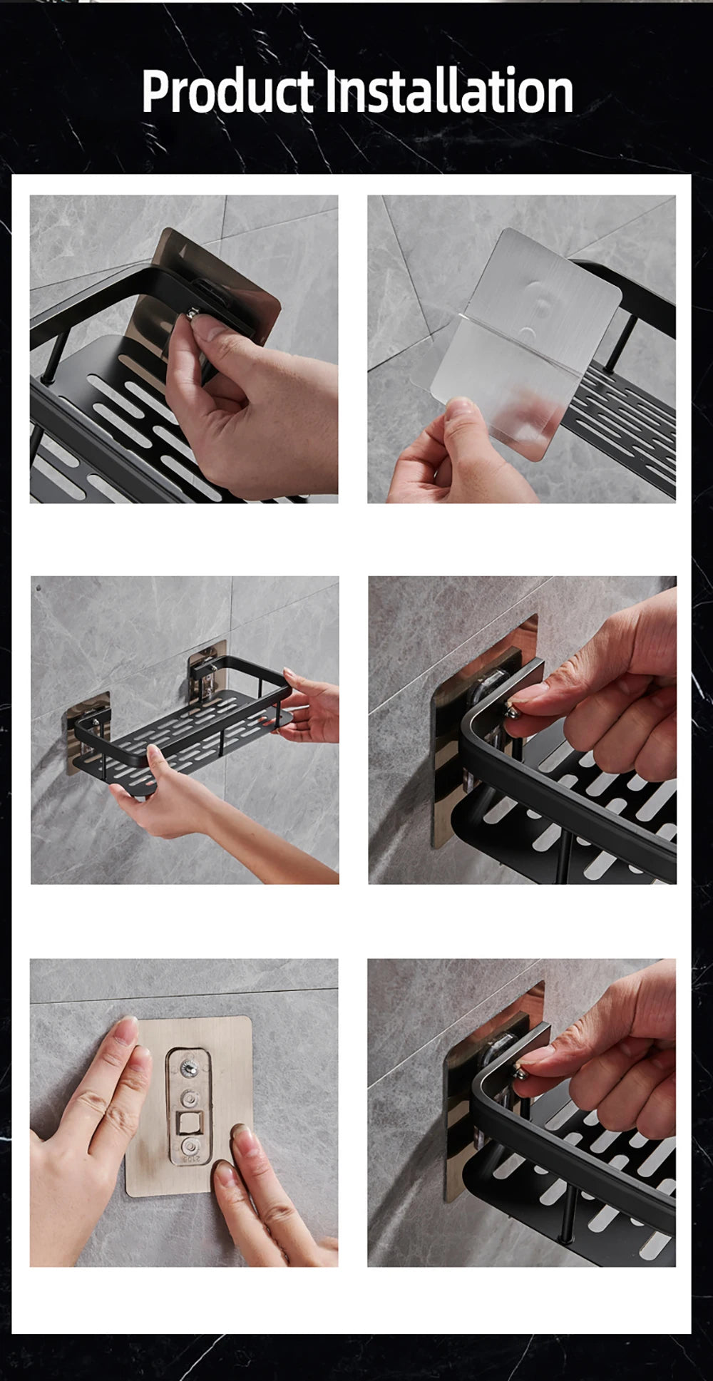 Kitchen wall mounted corner rectangular rack towel rack wall shower shampoo rack drilling-free rack tripod