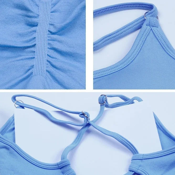 Yoga Sxy Criss Cross Backless Cami Sports Romper,Women's Jumpsuits Ribbed One Piece Workout Sleeveless Rompers Tank Top Shorts