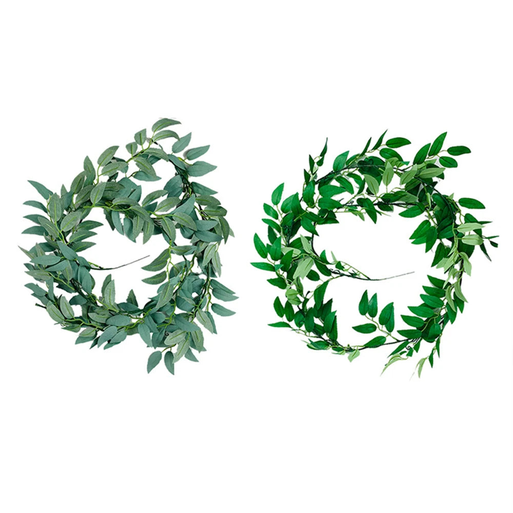 Nordic Style Wall Hanging Fake Willow Leaf Wreath Green Vine Wall Decorations Wedding Decoration Accessories