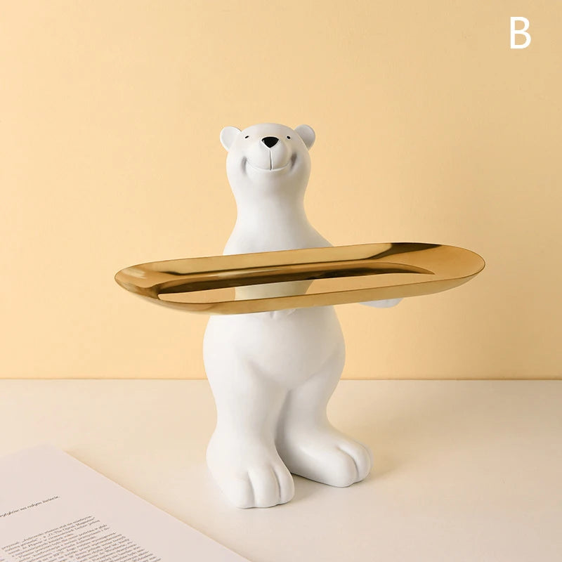 Kawaii Polar Bear Candy Miscellaneous Storage Tray Cute Polar Bear Glasses Keychain Tray Living Room Desktop Decoration