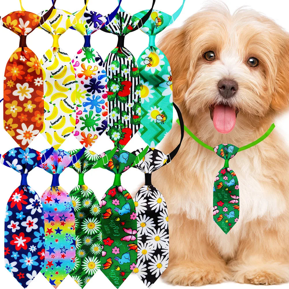 10PCS Spring/Summer Adjustable Pet Dog Bowties Small Dog Bow Ties Collars Pet Grooming Accessories For Dogs and Cats