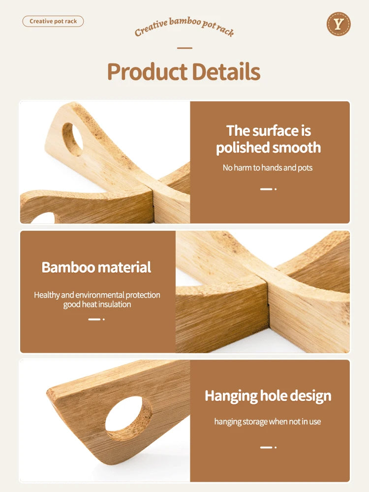 Cross Tray Holder Wooden Removable Table Mat Anti-Heat Steam Table Mat Household Kitchen Anti-Slip Wooden Mat Gadget