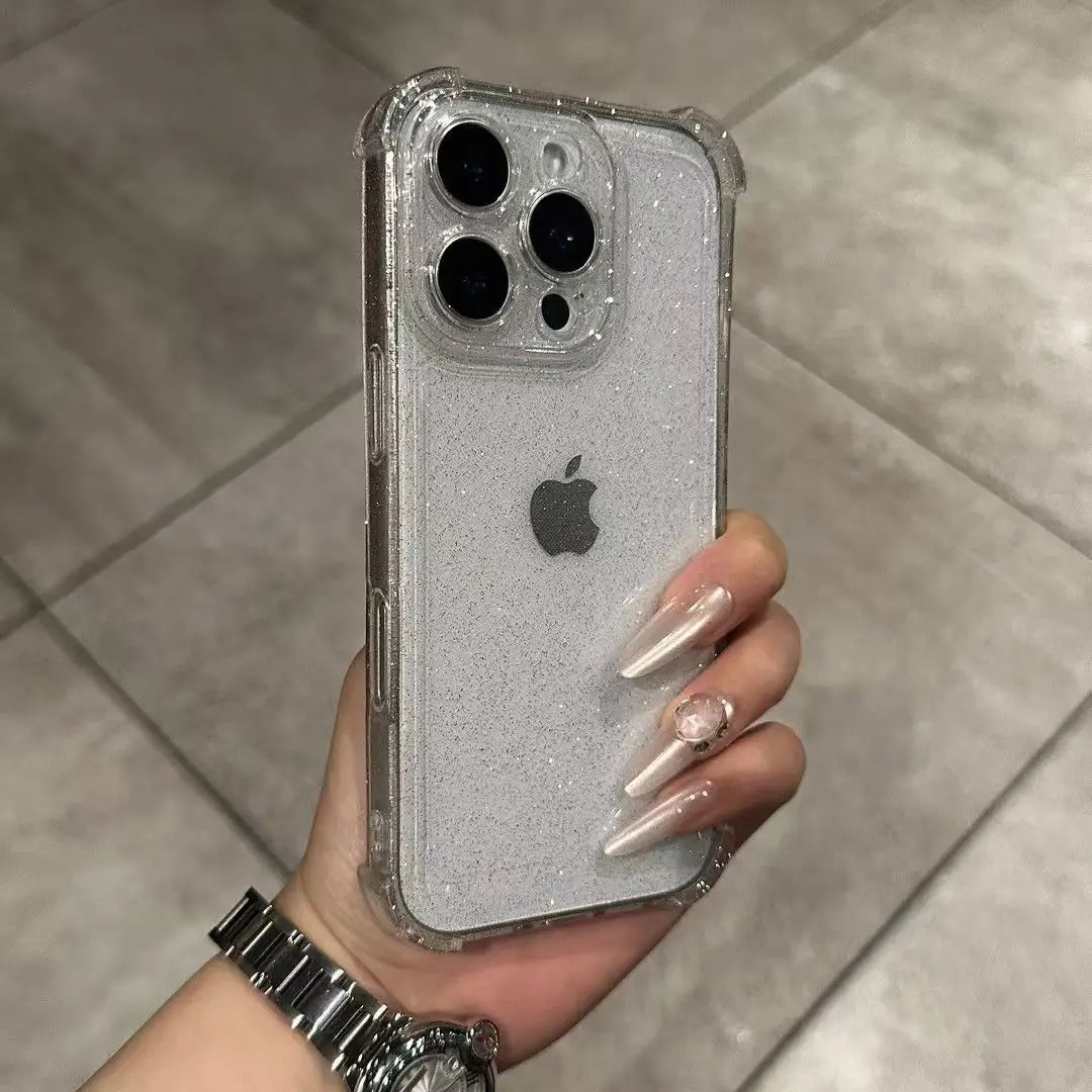 Glitter Bling Clear Case for iPhone 17 16 15 14 13 12 11 Pro Max XS X XR 16PLUS 17AIR 16E Silicone Soft Transparent Bumper Cover