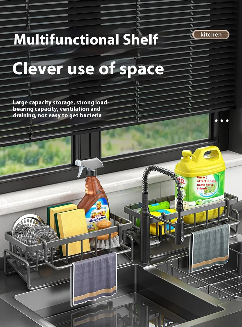 Carbon steel Kitchen Shelf Rag Storage Drainage Shelf Storage Rack Home Spice Sink Drainage dish drying rack Kitchen Accessories