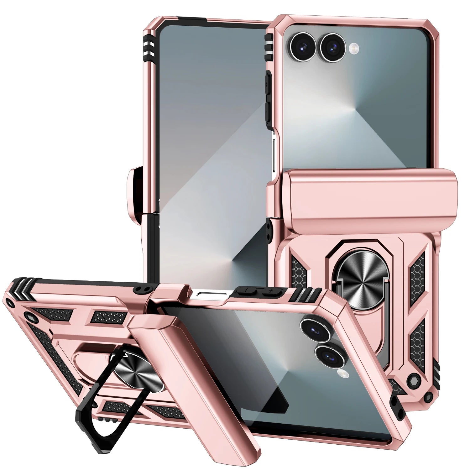 Case For Samsung Galaxy Z Flip 7 5G Z Flip 6 Military Grade Shockproof Heavy Duty Protective Armor Magnetic Kickstand Ring Cover