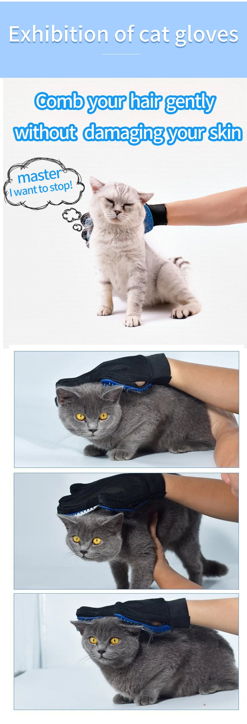 Pet Hair Glove Comb Pet Dog Cat Grooming Cleaning Glove Deshedding Hair Remover Massage Brush Animal Supplies Cat Accessoies