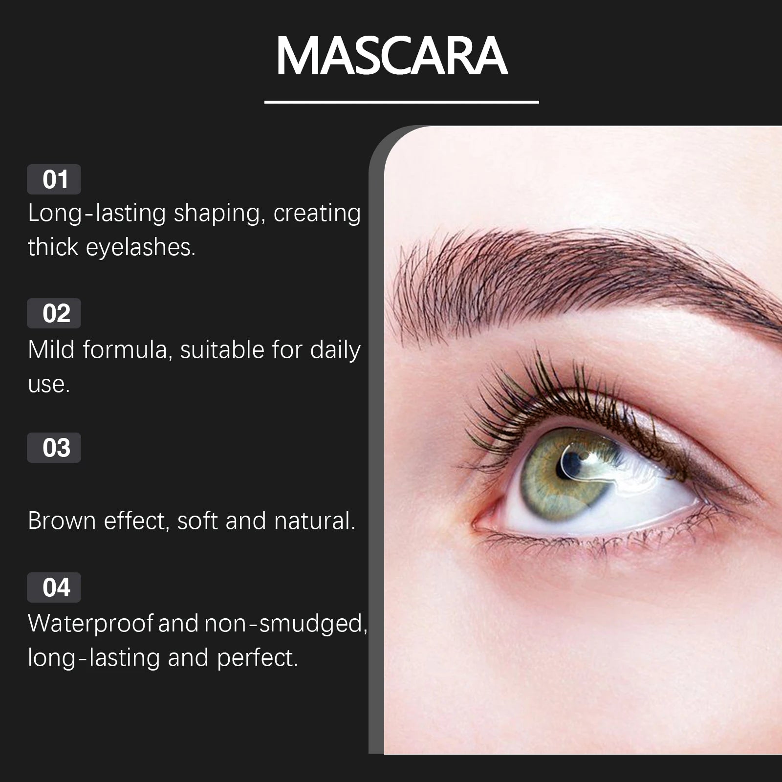 Mascara Lengthening Curling Natural Look Waterproof Smudge Proof Clump Free Volumizing Daily Wear Long Lasting Gentle Formula