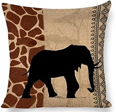 African Animal Outdoor Decorative Pillowcase 40*40cm Zebra Print and Leopard Print Linen Square Pad Set for Living Room Sofa