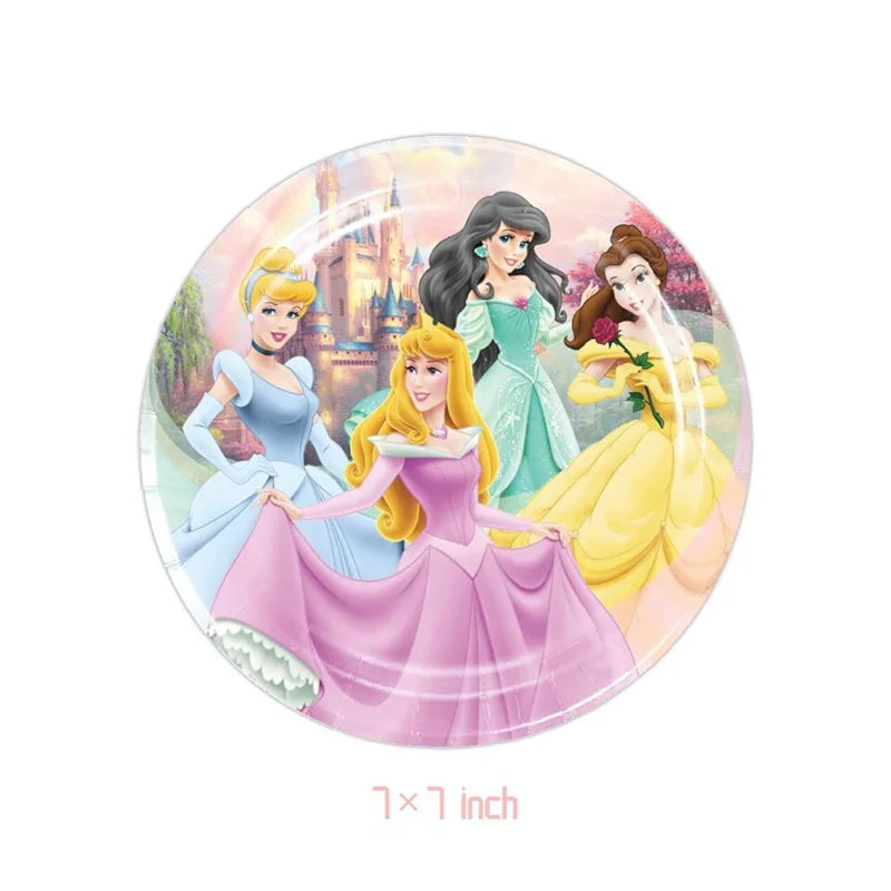 Disney Princess Birthday Party Decorations Girls Child Deco Disney Princess Birthday Plate Napkins Cups Tableware Supplies Setup