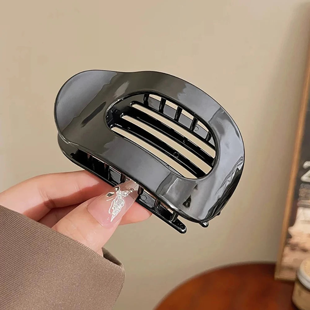 4 PCS Flat Hair Clips, Round Lay Down Hair Claw Clips for Women Girls, Comfortable Curved Flat Clips for Thick Thin Hair