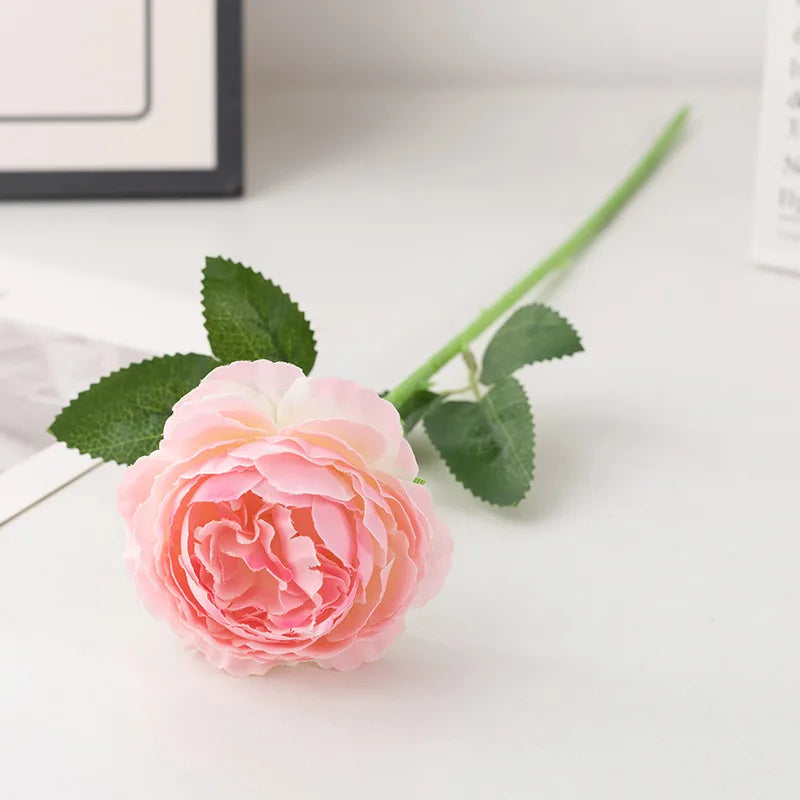 48cm Artificial Flowers Branches Rose Real Touch Peony Decor For Home Vase Wedding   Christmas Valentine's Gift Fake Flower