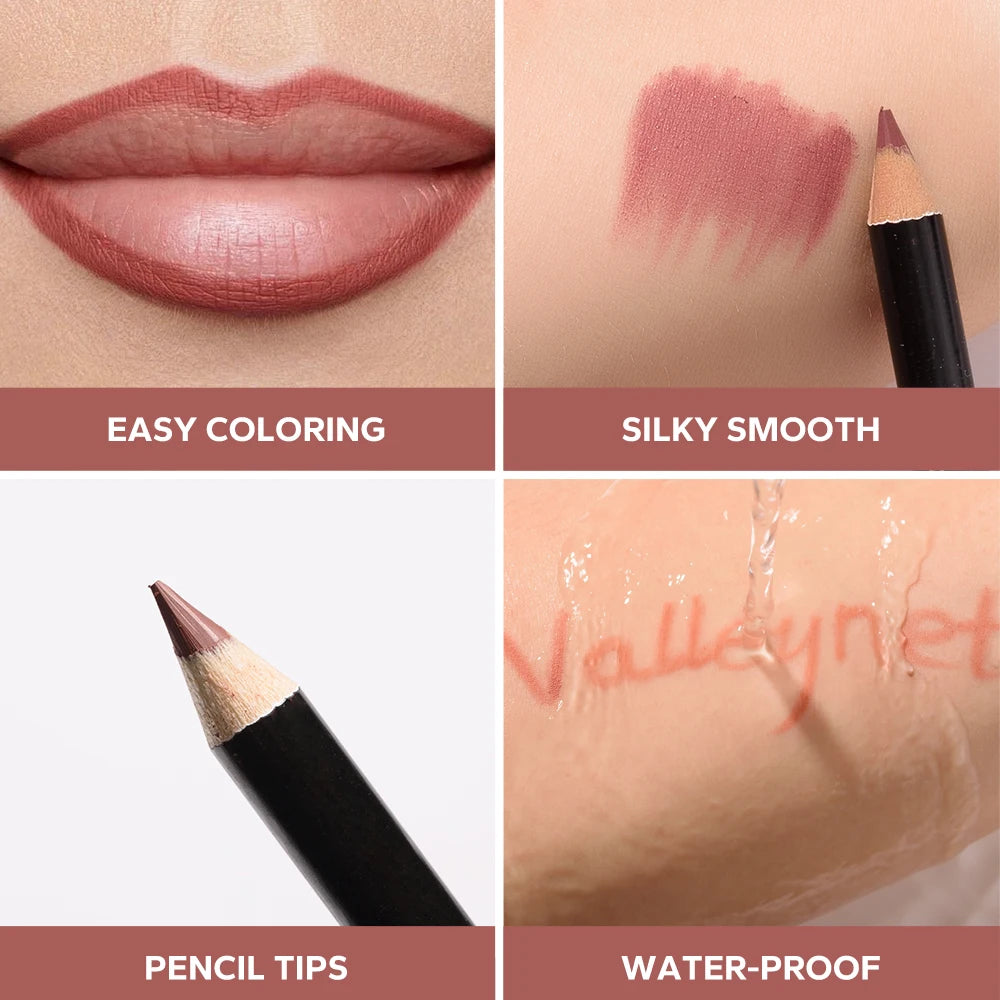 2 Pcs/Set Lip Combo Set Lipstick + Lip Liner Long Lasting Waterproof Easy To Apply Lipstick Set Glossy Lipstick Lip Makeup