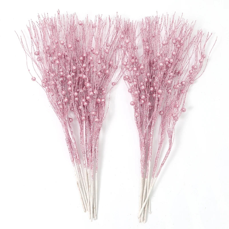 5Pcs Glitter Artificial Berry Bouquet Christmas Tree Ornament for Home Decor New Year 2026 Navidad DIY Wreath Gifts Accessories