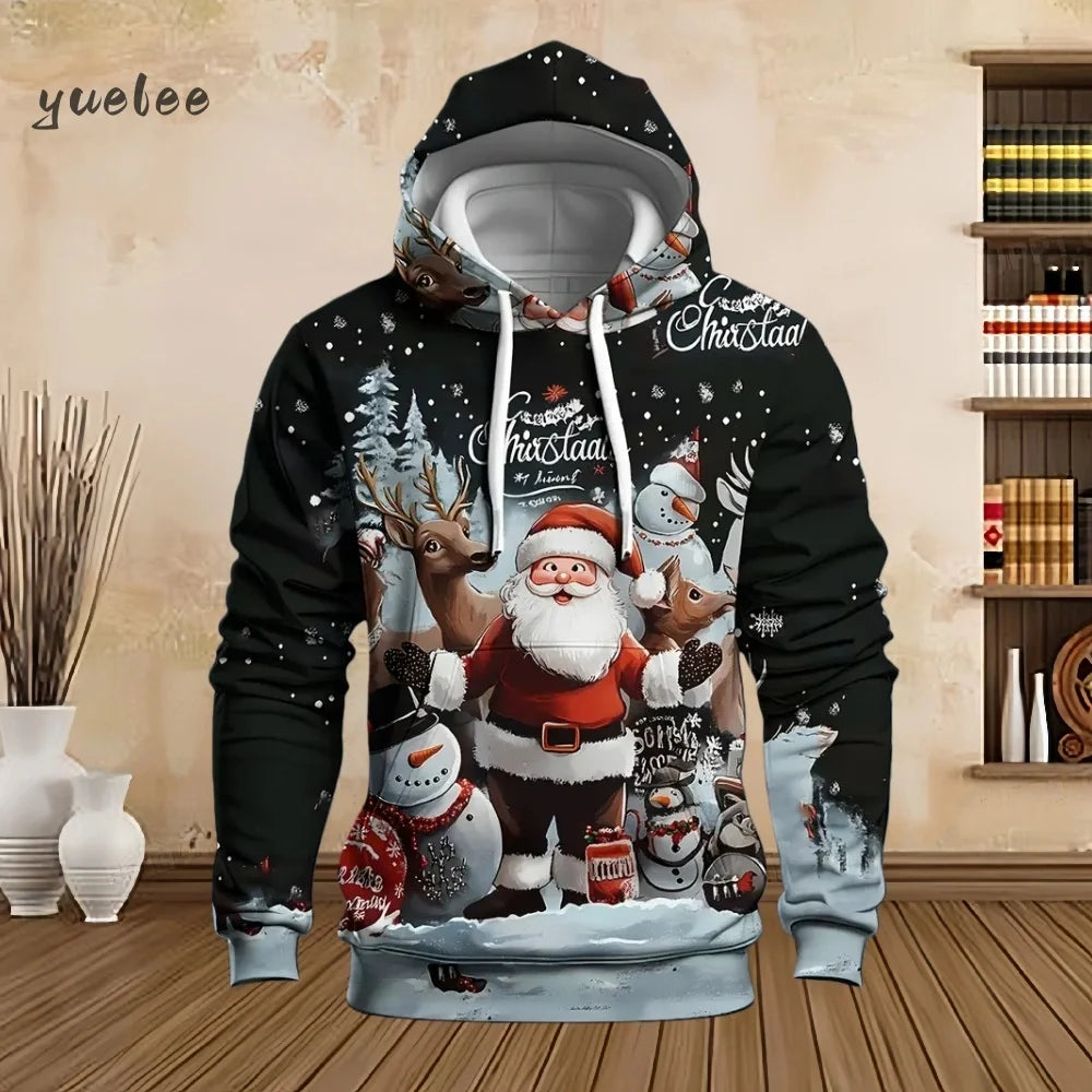 Men's Christmas Beer Hooded Sweater Christmas Party Long Sleeve with Drawstring Hoodies Comfortable Oversize Sweatshirt for Men