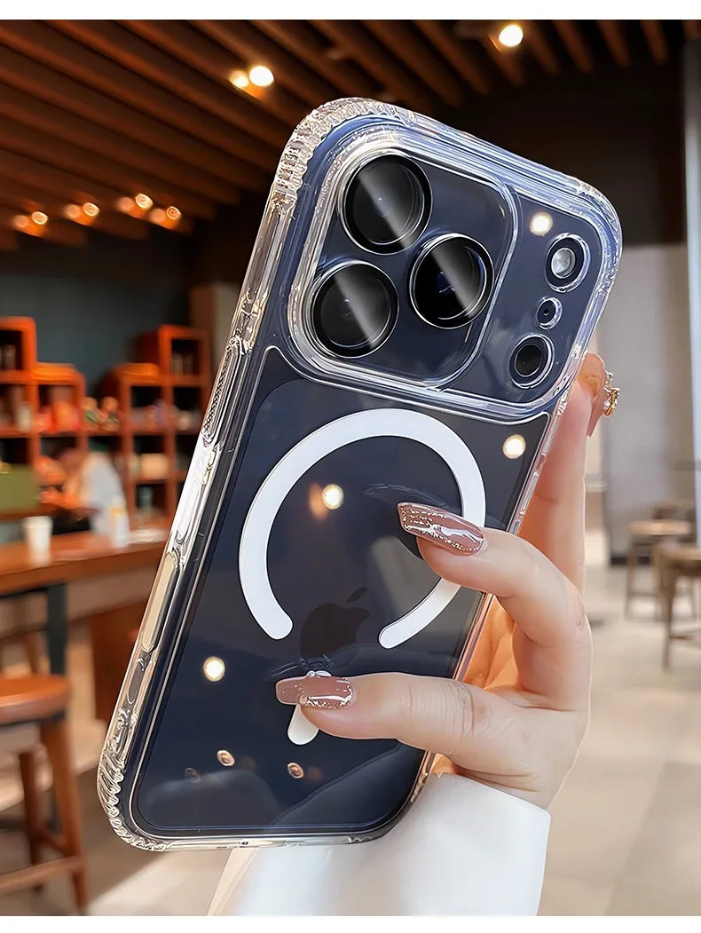 High Clear With Camera Control Button Magsafe Case for iPhone 17 16 Pro Max 17Pro 16Pro Transparent Magnetic Ultra Thin PC Cover