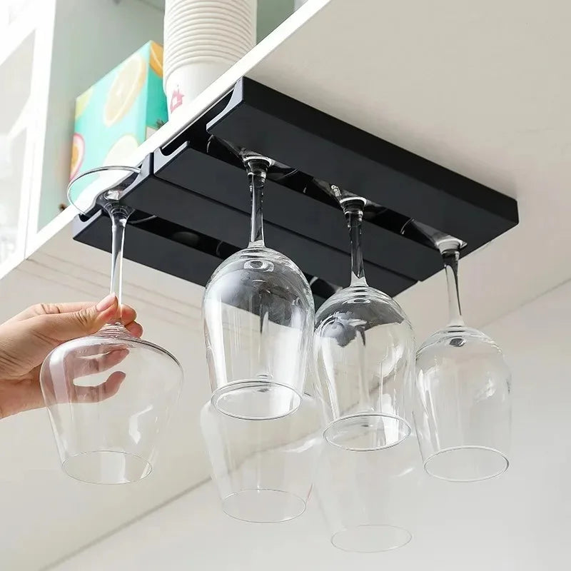 Kitchen Cabinet Free Punching Holder Wine Glass Rack Hanging Holder Shelf Multi-Function Goblet Classification up Organizer