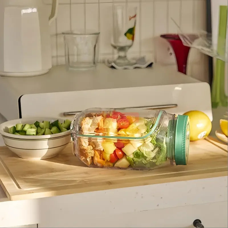 Portable Fruit and Vegetable Salad Storage Jar, Dry and Wet Separated with Lid, Essential for Fitness/travel