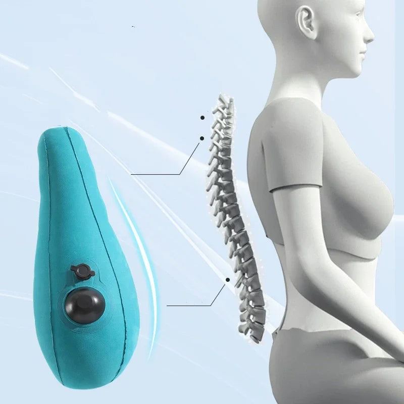 Ergonomic Inflatable Lumbar Support Pillow - Press Type Cushion, Enhances Back Comfort for Long-distance Flights & Daily Use