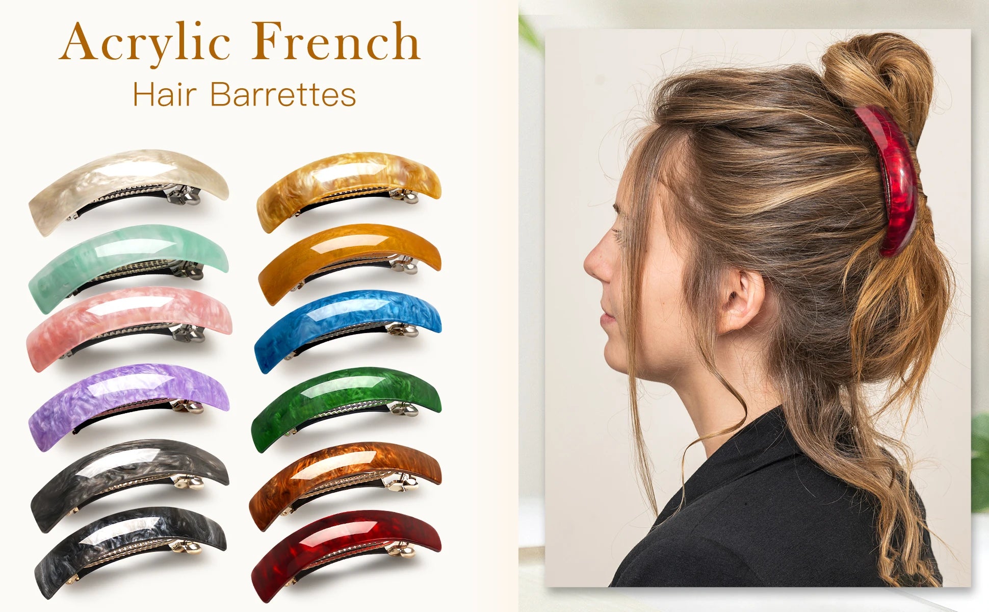 3Pcs Beautiful French Hair Lines Simple Retro Classic Large Snap Barrettes hair accessories ,large hair barrettes for women