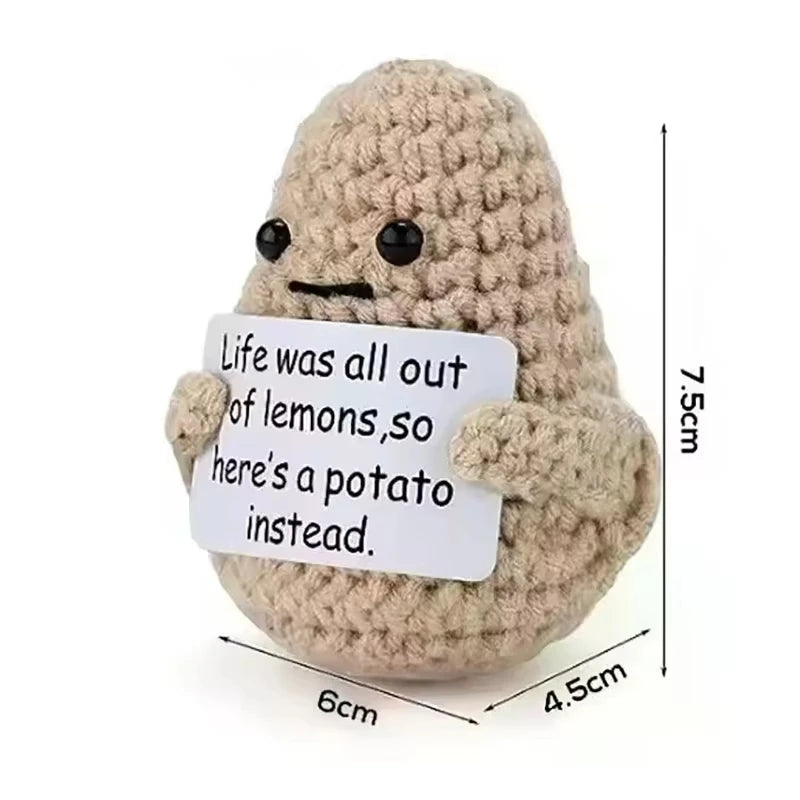 Positive Crochet Dolls Funny Potato Crochet Doll Emotional Support Animal Gift Creative Positive Crochet Figures for Friends