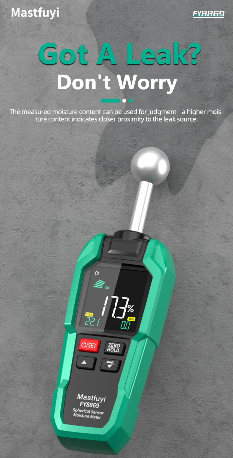 MASTFUYI Pinless Moisture Meter, Water Leak Finder, Non-Invasive Ball Sensor for Wood, Drywall, Flooring in Homes & RVs