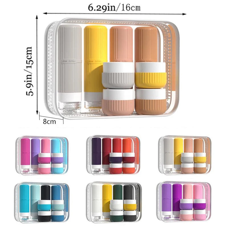 8PCS SiliconeTravel Bottles Travel-Sized Toiletries Travel Containers Leak-Proof Silicone Squeeze Travel Essentials Cream Jar