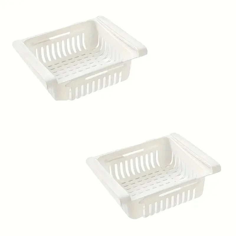 Expandable Kitchen Refrigerator Storage Rack Multifunctional Drawer Storage Basket with Drainage Function