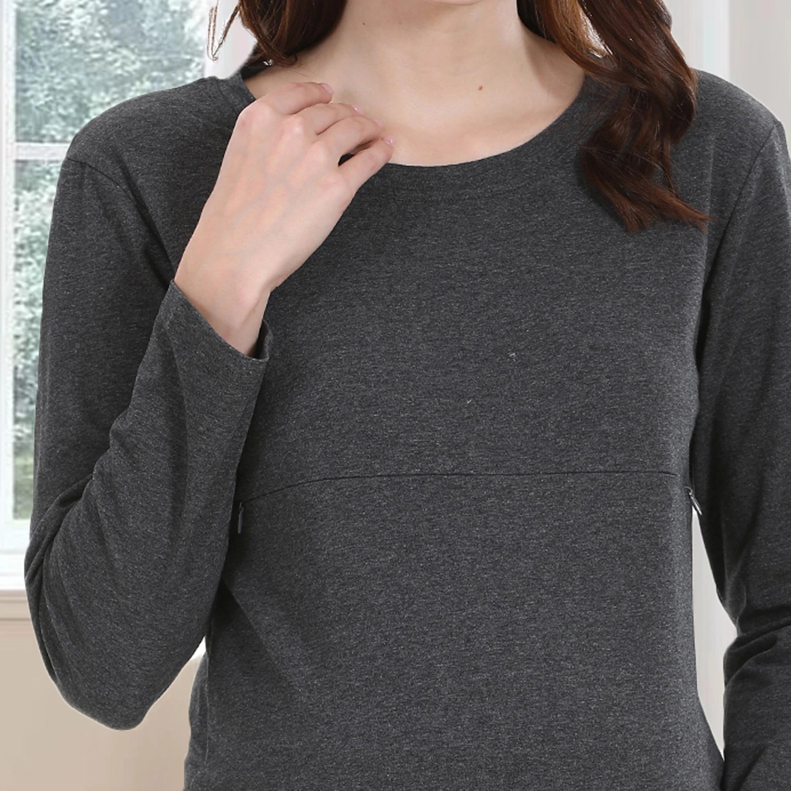 Breastfeeding T Shirt Maternity Clothes Long Sleeve Pregnancy Loose Hem Nursing Tee Spring Autumn Good Stretch Cotton