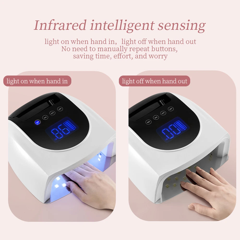 Rechargeable 96W Nail Lamp with Mirror Reflective Base Gel Polish Dryer Manicure Machine UV Light for Nails Nail UV LED Lamp