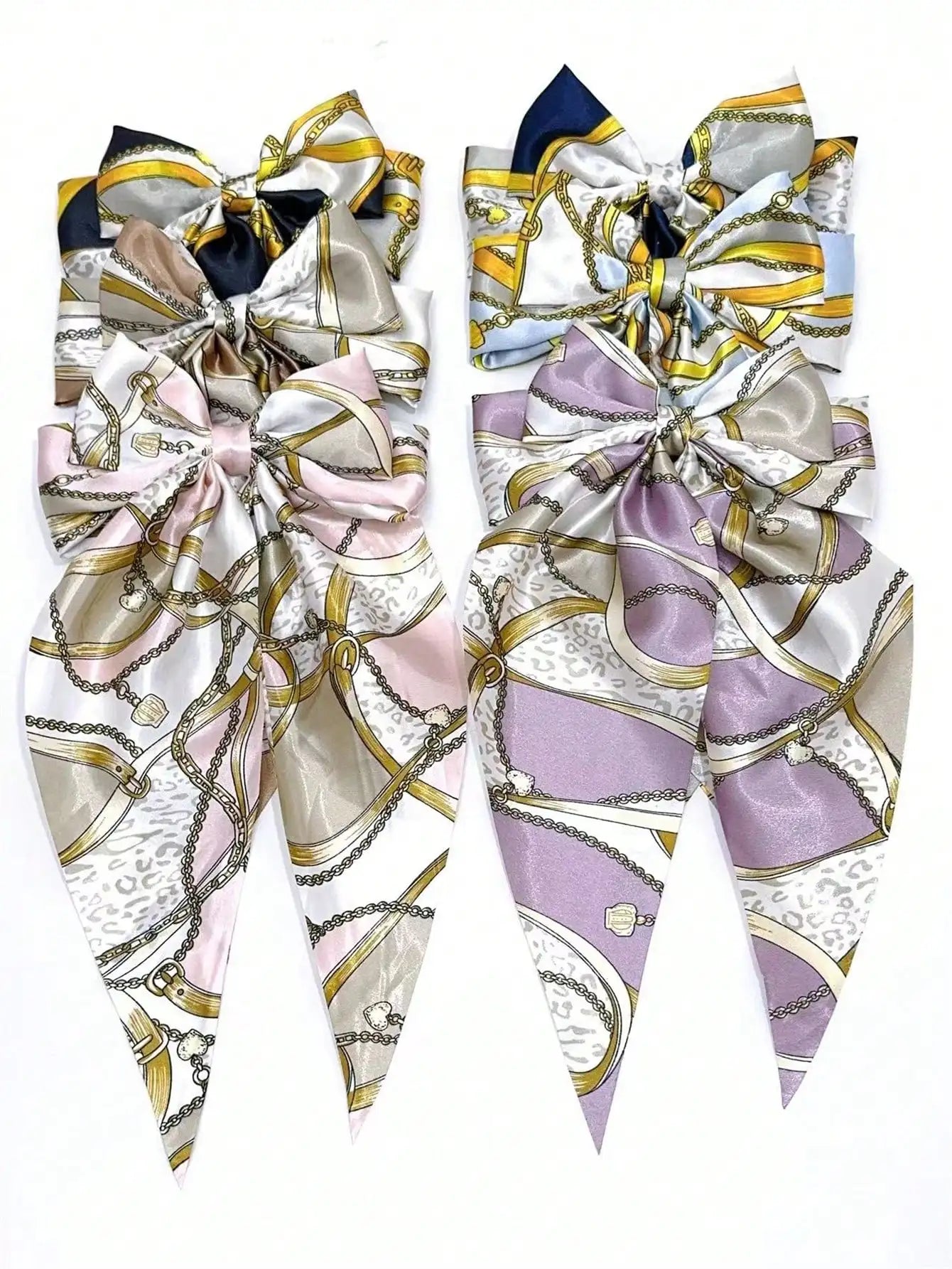 6 spring clip streamers bow hair clips for women