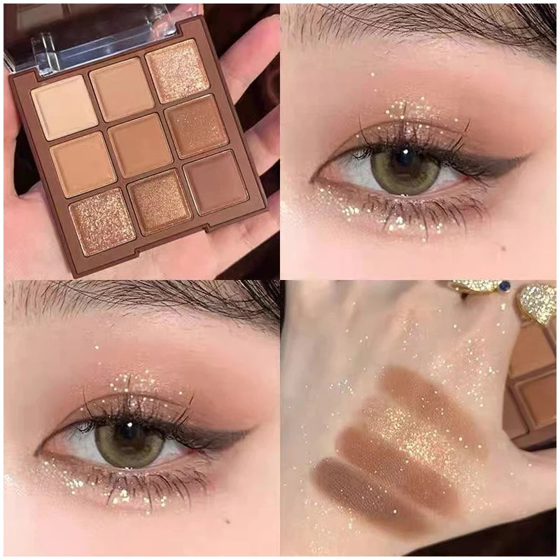 9-color Eyeshadow Palette Makeup Palette,Glitter Waterproof Easy Coloring Shimmer Pearly Matte Eyeshadow For Music Festival