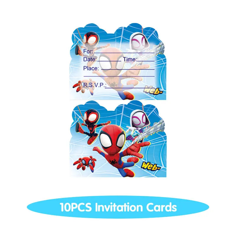 Spidey And His Amazing Friends Birthday Decoration Tableware Supplies Party Paper Cups Plates Tablecloth Banner Balloons For Kid
