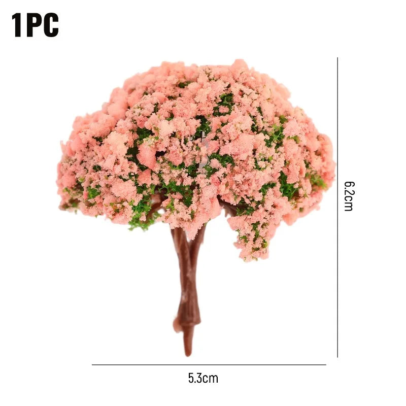 DIY Miniature Artificial Landscape Trees Micro Flower Tree Figurines Artificial Scenery Tree Moss Bonsai Ornament Tabletop Decor