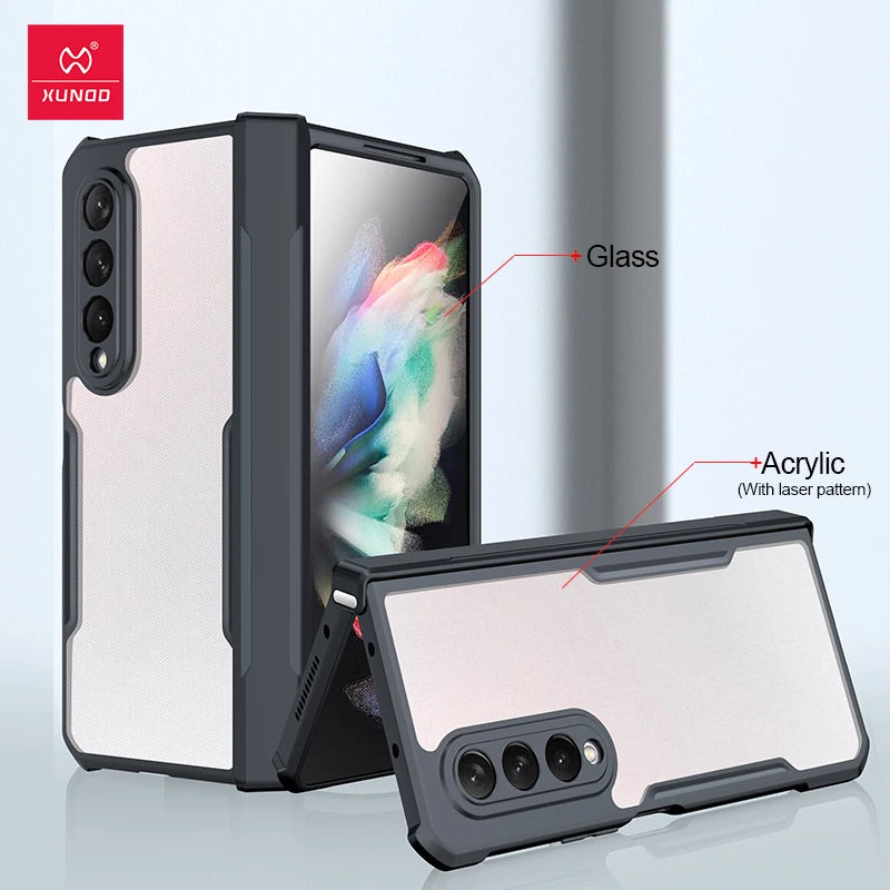 Xundd For Samsung Galaxy Z Fold 3 4 5 6 Fold 7 Foldable Case Airbag Anti-drop Camera Protect Acrylic&TPU Cover For 폴드5 케이스