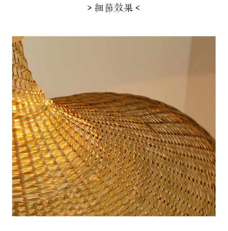 Bamboo Hanging Lamp Pendant Ceiling Light Rattan Wicker Lustre Hand Knit Braiding Suspended Home Dining люстра потол