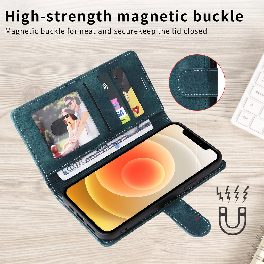 Business Leather Flip Phone Case For iPhone Air 17 16 Pro 15 14 Plus 13 Pro Max 11 12 XR X XS Max Luxury Wallet Bracket Cover